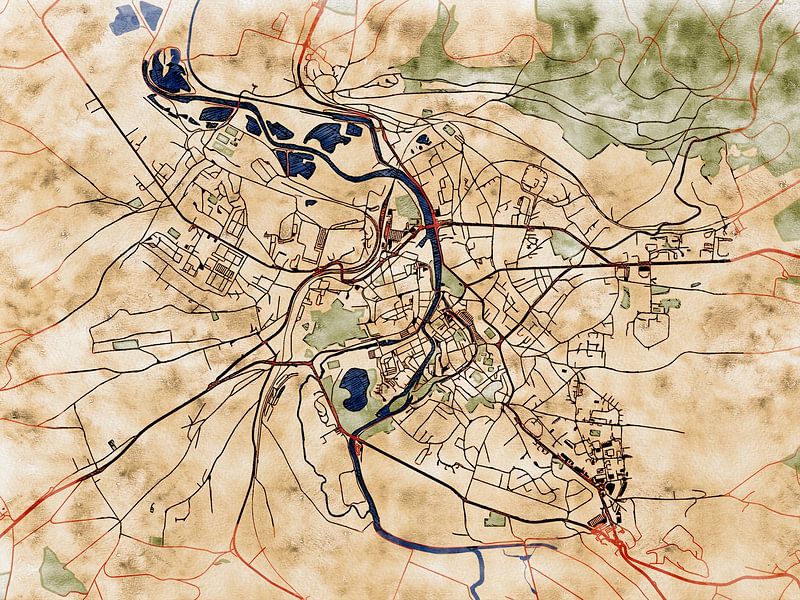 Kaart van Verdun in de stijl 'Serene Summer' van Maporia