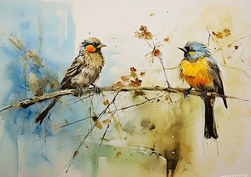 Watercolour Finches by Eye catching paintings
