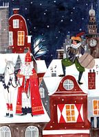 Sinterklaas und Pete auf dem Dach