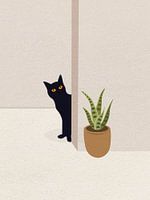 Minimal art van een glurende kat