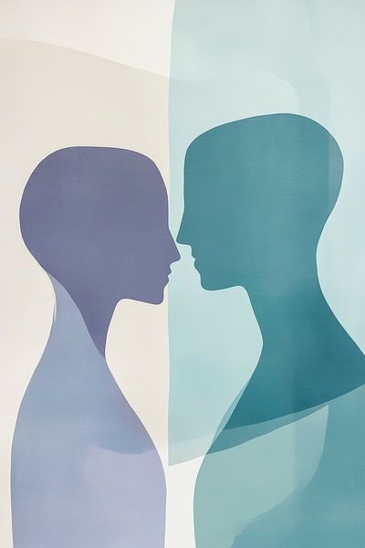 Two stylised faces in dialogue by Poster Art Shop