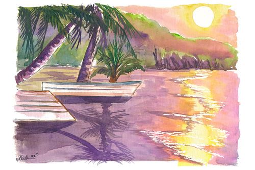 Englishmans Bay à Tobago Scène de plage de l'île avec des bateaux