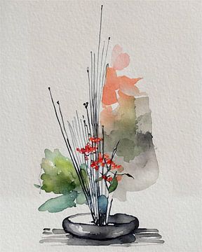 Japandi Art Stilleven: Ikebana bloemschikkunst van Studio Pieternel