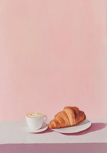 Croissant Koffie Ontbijt Roze Preppy