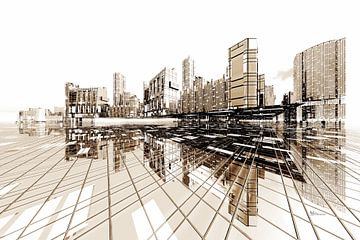 futuristische architectuurstad Poster-City van Max Steinwald