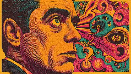 Etherisch abstract portret met regenboogkleuren