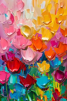 Abstract colourful painting of flowers