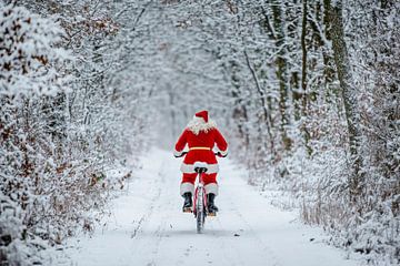 Kerstman fietstocht van Poster Art Shop