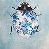 Lady Blue - surreal painting of a ladybug with Delft blue by QEIMOY