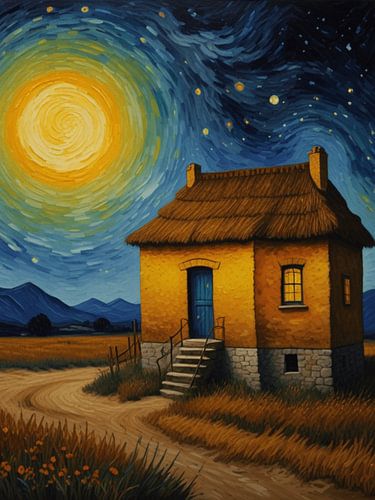 La maison sous la nuit étoilée