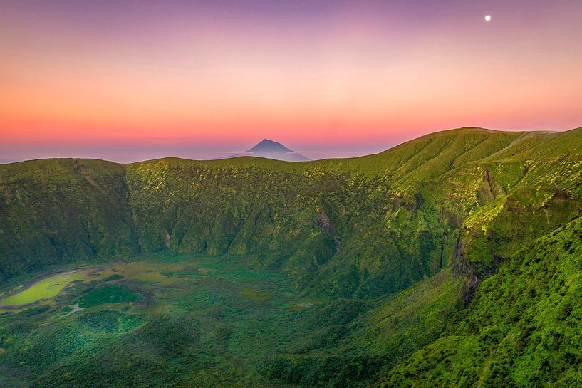 Sunset Volcanic crater of Faial by Antwan Janssen