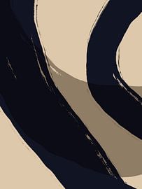 Formes et lignes abstraites en noir, blanc et taupe. sur Dina Dankers