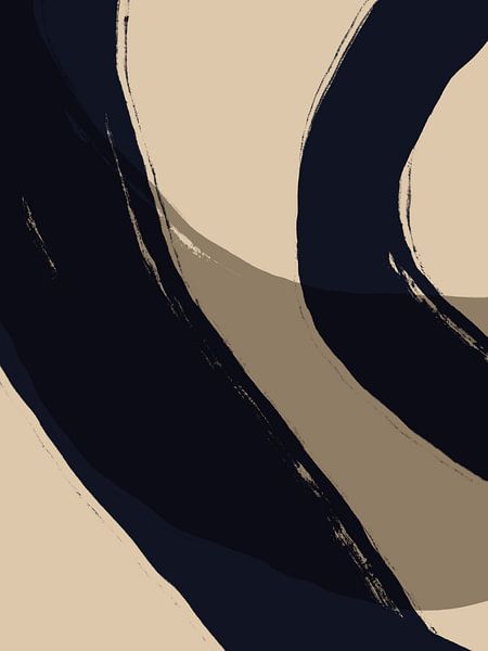 Abstract shapes and lines in black, white and taupe. by Dina Dankers