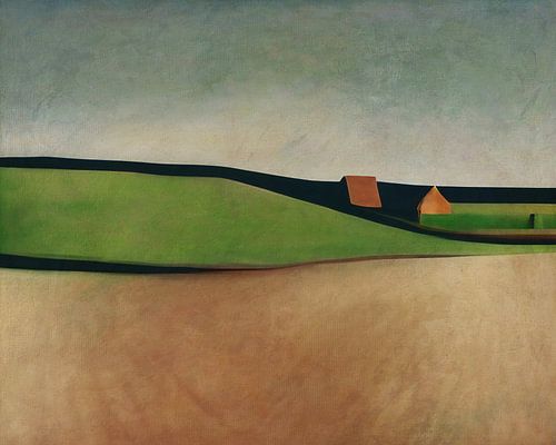 Heuvels met een paar huizen