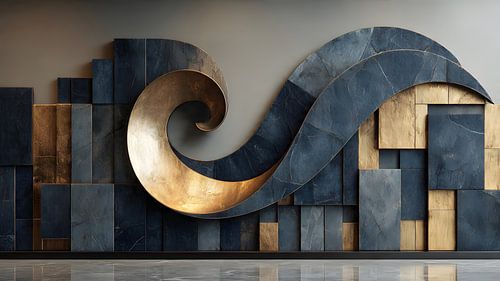 Midnight Golden Wave - Structural Contrast Art