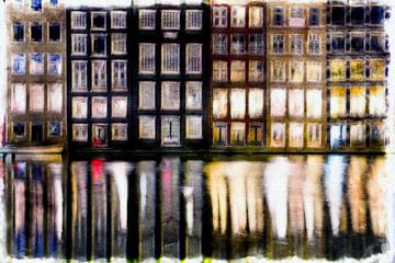 Architectuur in Amsterdam bij nacht van Abstrakt Art