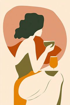Woman with drink in abstract colours by Poster Art Shop