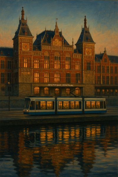 Amsterdam Avondgloren - Reflecties voor het vallen van de avond van Travel Shop