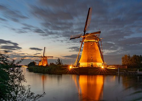Beleuchtete Windmühlen Kinderdijk