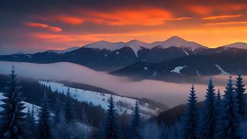 Frostiger Sonnenuntergang