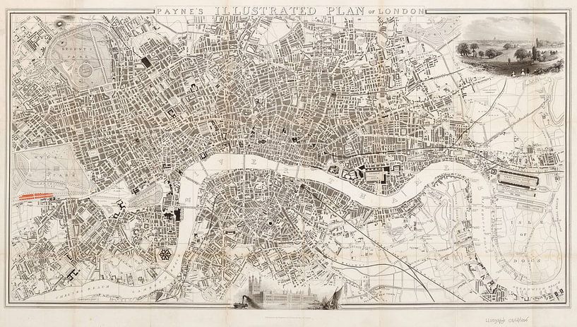 Payne's illustrated plan of London van Rebel Ontwerp