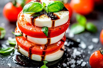 Caprese toren met basilicum en tomaat van Poster Art Shop
