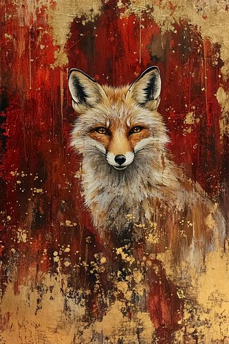 Expressieve vos op abstracte achtergrond