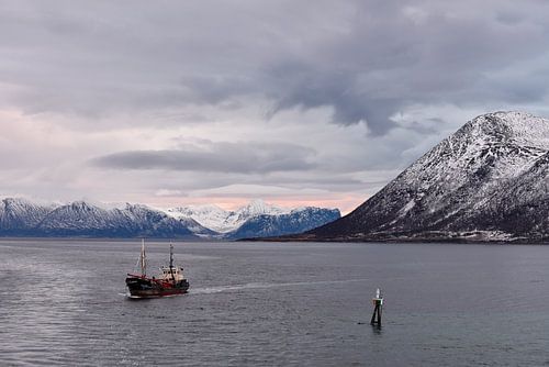 Fishing boat in the channel of Risøyrenna, Norway