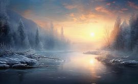 Winterlandschaft zum Sonnenaufgang