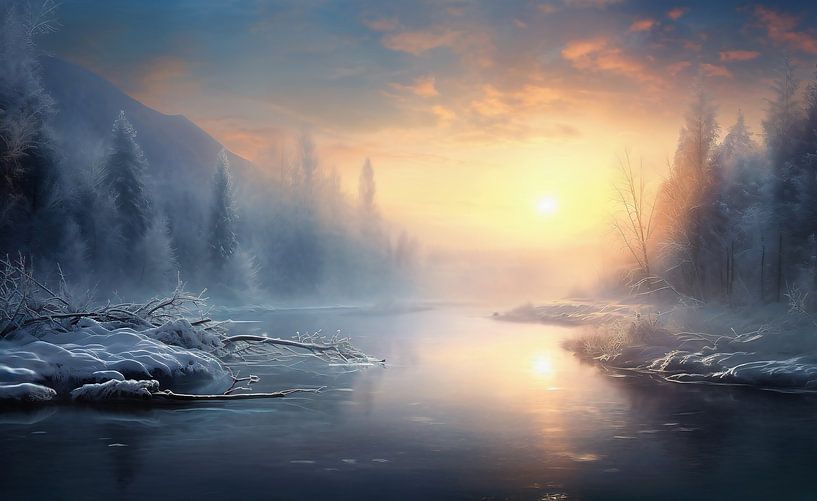 Winterlandschaft zum Sonnenaufgang von fernlichtsicht