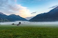 Austria, Ground fog during sunrise Lermoos - Moos by Peter Roovers thumbnail