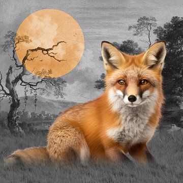 Brown Fox in Grey Landscape