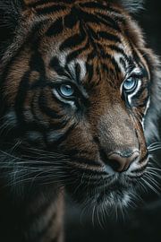 Tiger Icy Gaze in Dunkler Eleganz von Eva Lee