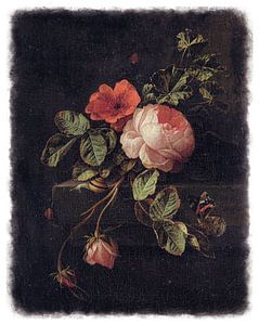 Série des anciens maîtres n°10 - Nature morte aux roses, Elias van den Broeck