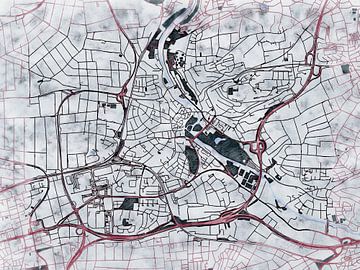 Kaart van Waiblingen in de stijl 'White Winter' van Maporia