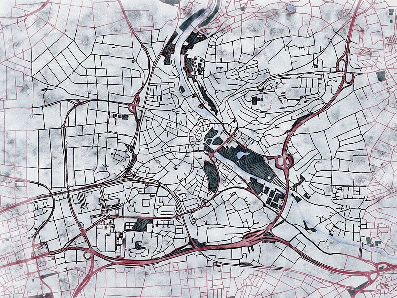 Map of Waiblingen with the style 'White Winter' by Maporia