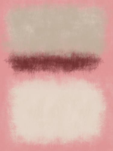 Peinture abstraite dans les tons rose, beige, rouge et blanc