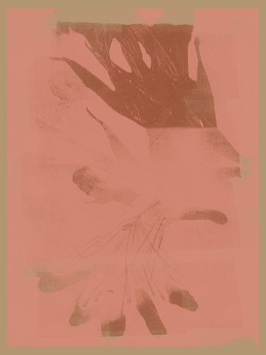 Zalmroze, terracotta en beige. Organische vormen.