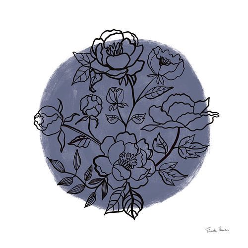 Black and White Botanical I Navy, Farida Zaman