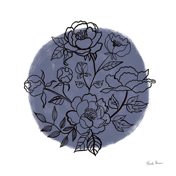 Zwart en wit Botanische I Navy, Farida Zaman van Wild Apple