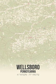 Carte ancienne de Wellsboro (Pennsylvanie), USA. sur Rezona