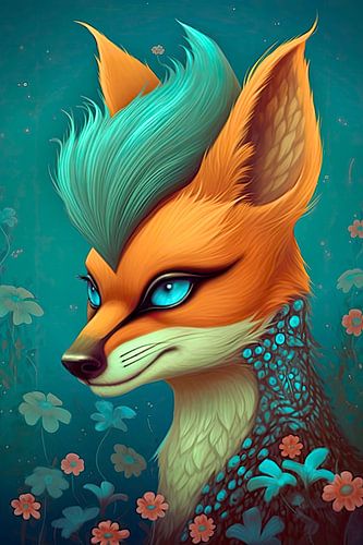 Colourful animal portrait: Fox
