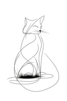 Dessin de chat noir et blanc