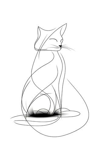 Kat Tekening Zwart Wit