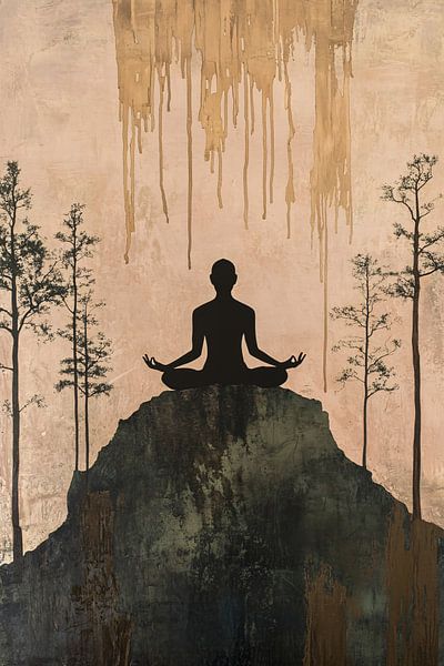 Silhouette en méditation sur fond naturel par Imperial Art House