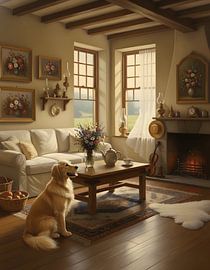 Golden Retriever in the Meadow Breeze by Regan Frederick