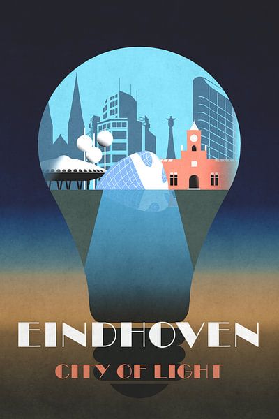 Eindhoven Licht Stadt - Vintage-Poster von Roger VDB
