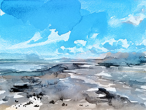 The vastness of the mudflats captured in blue.