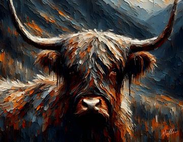 Portrait d'une vache Highland sur Mellow Art