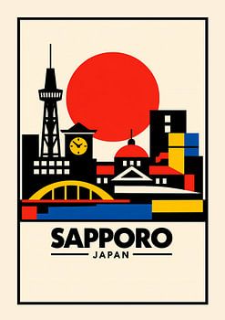 Sapporo Bauhaus Poster – Minimalist City Art